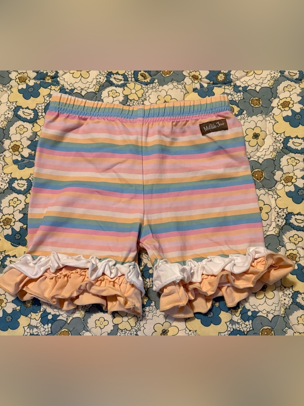 Matilda Jane girls size 5t striped ruffle shorts